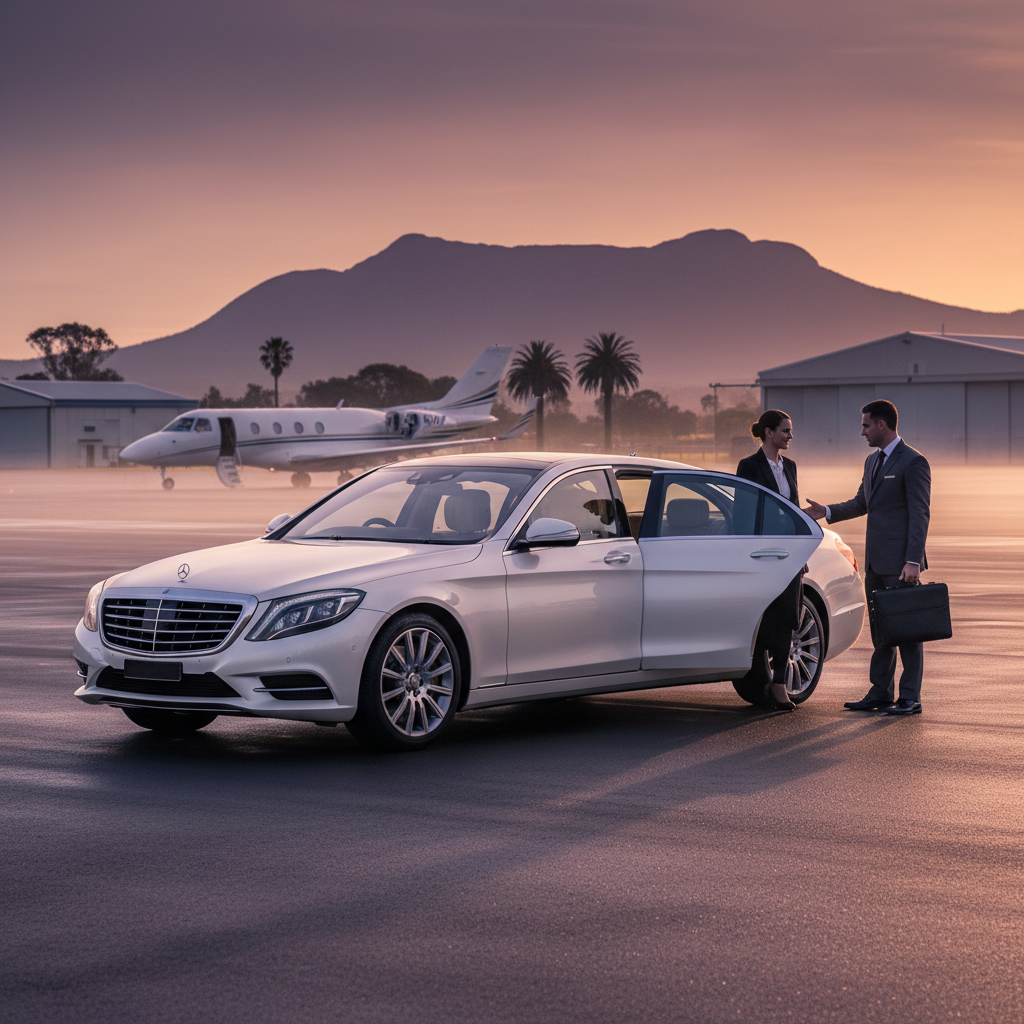 Airport Transfers in Hobart — luxury chauffeur landing hero