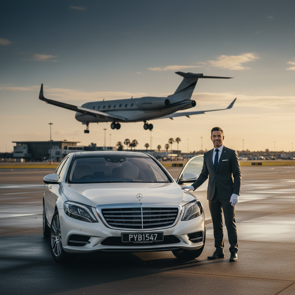 Airport Transfers in Newcastle — luxury chauffeur landing hero