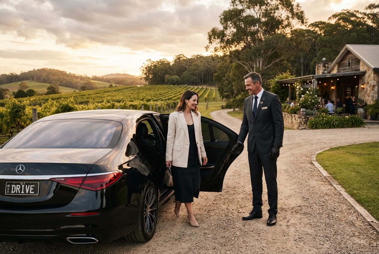 winery tour chauffeur Sunshine Coast — editorial blog hero for luxury chauffeur readers